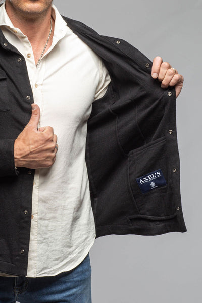 Axel's Florence Collection | Ashford Lux Cashmere Silk Snap Shirt In Black | Mens - Outerwear - Overshirts 
