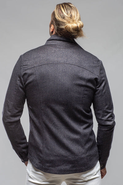 Axel's Florence Collection | Ashford Lux Cashmere Silk Snap Shirt In Blue | Mens - Outerwear - Overshirts 