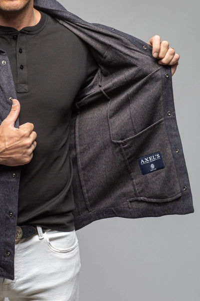 Axel's Florence Collection | Ashford Lux Cashmere Silk Snap Shirt In Blue | Mens - Outerwear - Overshirts 
