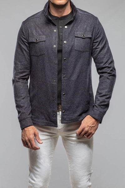 Axel's Florence Collection | Ashford Lux Cashmere Silk Snap Shirt In Blue | Mens - Outerwear - Overshirts 