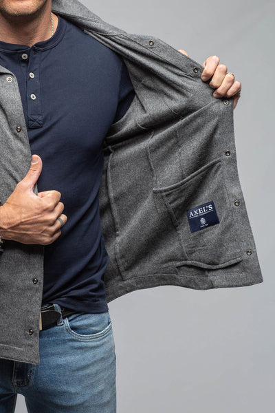 Axel's Florence Collection | Ashford Lux Cashmere Silk Snap Shirt In Grey | Mens - Outerwear - Overshirts 