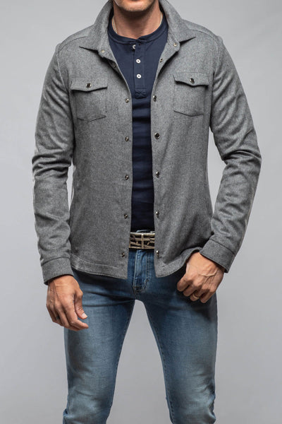 Axel's Florence Collection | Ashford Lux Cashmere Silk Snap Shirt In Grey | Mens - Outerwear - Overshirts 