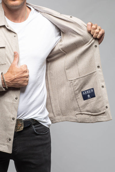 Axel's Florence Collection | Ashford Lux Cashmere Silk Snap Shirt In Taupe | Mens - Outerwear - Overshirts 