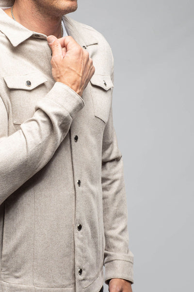 Axel's Florence Collection | Ashford Lux Cashmere Silk Snap Shirt In Taupe | Mens - Outerwear - Overshirts 
