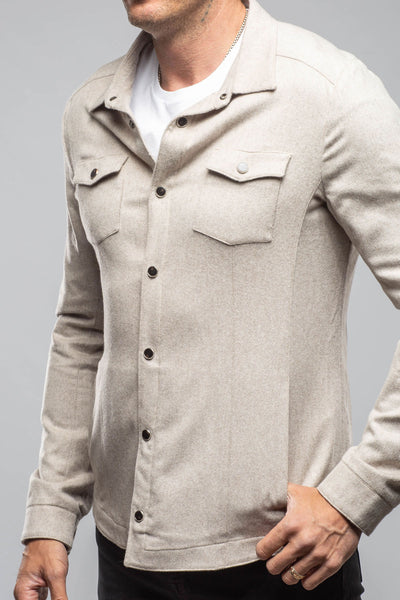 Axel's Florence Collection | Ashford Lux Cashmere Silk Snap Shirt In Taupe | Mens - Outerwear - Overshirts 