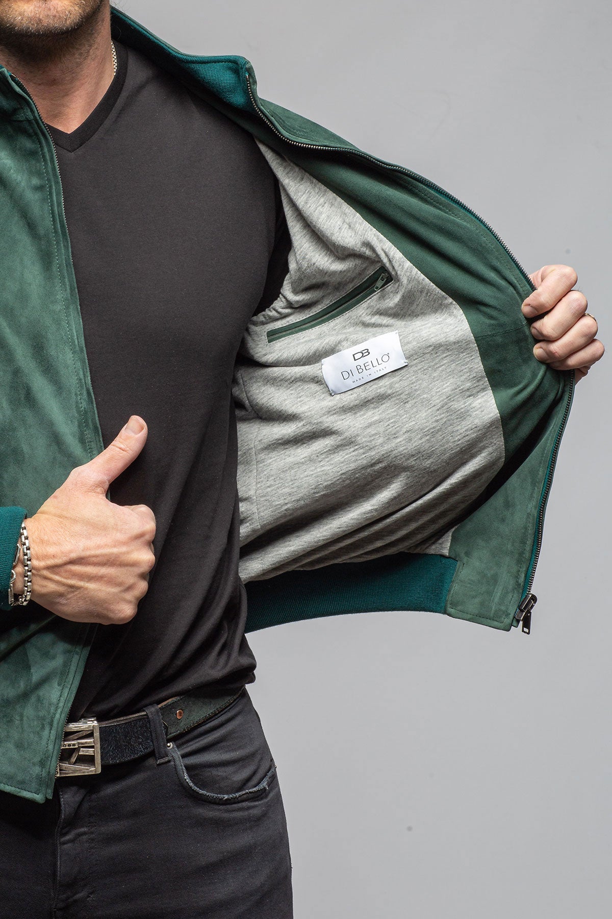 Axel's Florence Collection Barnes Suede Baseball Jacket Samples - Mens - Outerwear - Leather