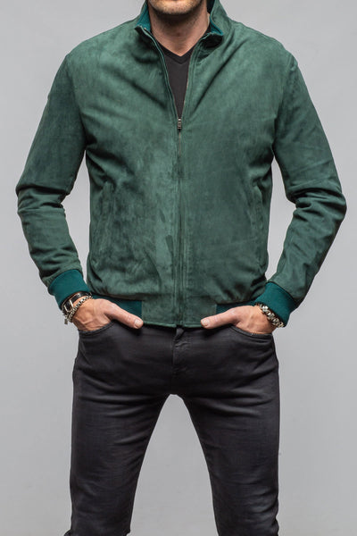 Axel's Florence Collection Barnes Suede Baseball Jacket Samples - Mens - Outerwear - Leather