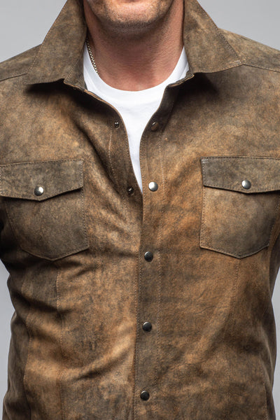 Axel's Florence Collection Bello Suede Shirt In Washed Rust Mens - Outerwear - Leather