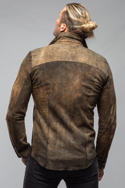 Axel's Florence Collection Bello Suede Shirt In Washed Rust Mens - Outerwear - Leather