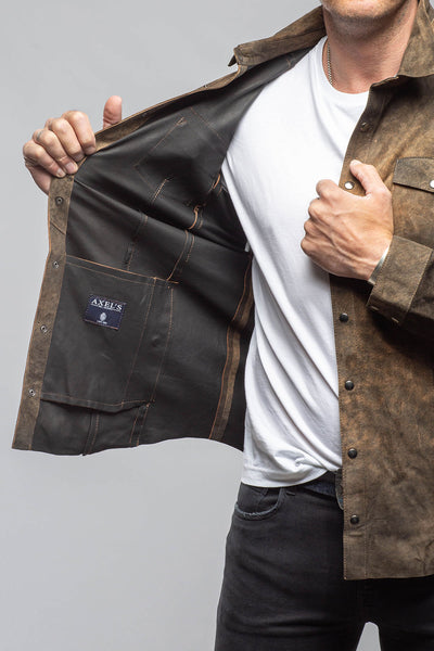 Axel's Florence Collection Bello Suede Shirt In Washed Rust Mens - Outerwear - Leather