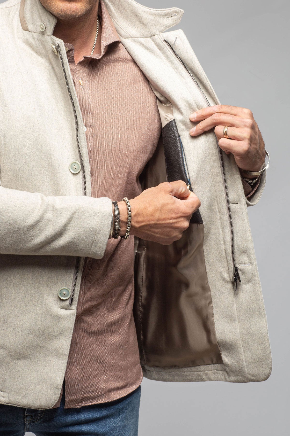 Axel's Florence Collection Bridgerton Cashmere Gentleman Jacket In Stone Mens - Outerwear - Cloth