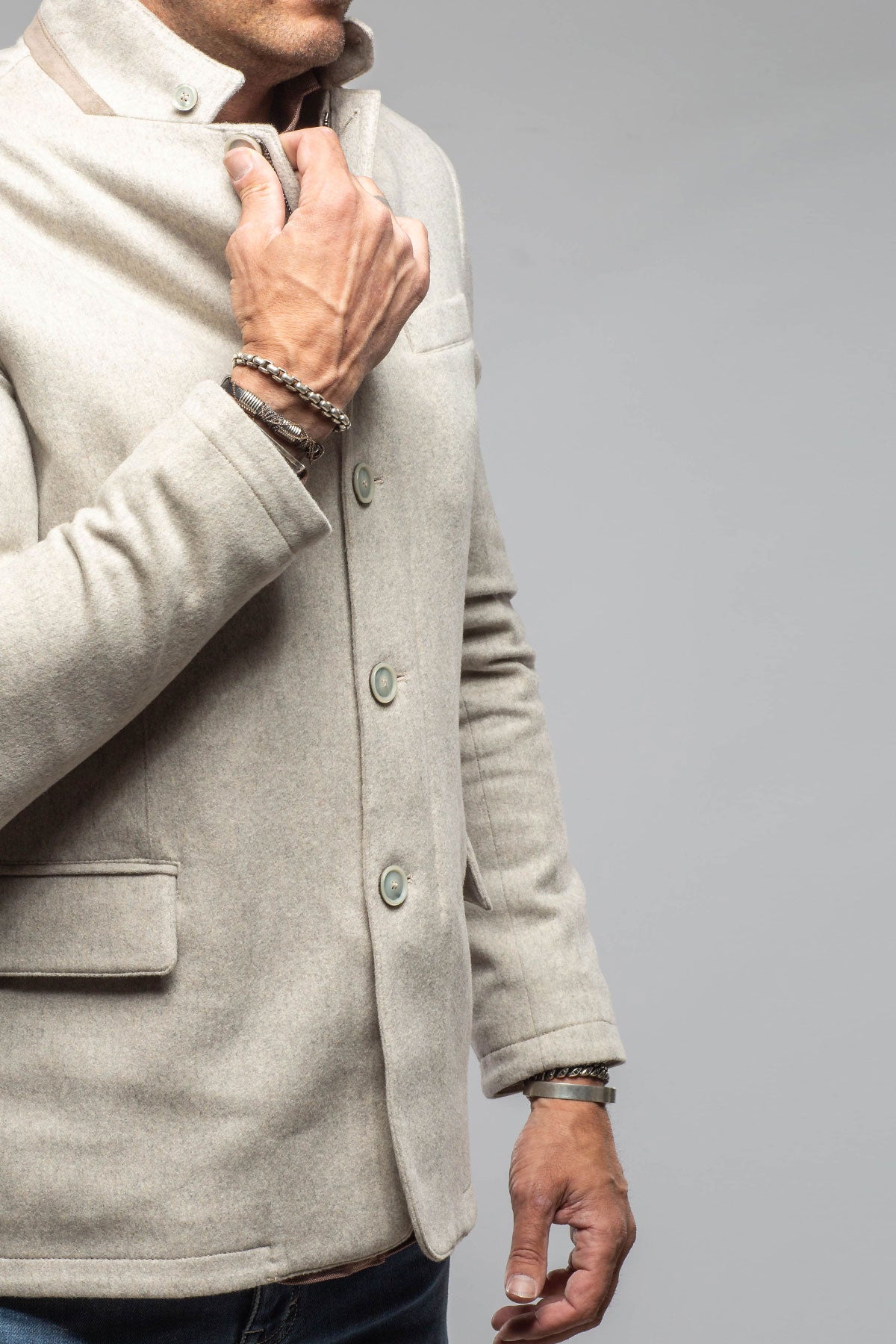 Axel's Florence Collection Bridgerton Cashmere Gentleman Jacket In Stone Mens - Outerwear - Cloth