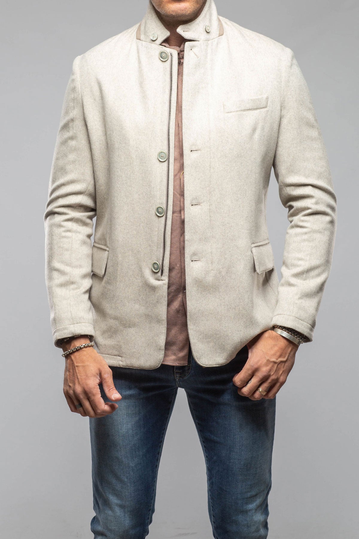 Axel's Florence Collection Bridgerton Cashmere Gentleman Jacket In Stone Mens - Outerwear - Cloth