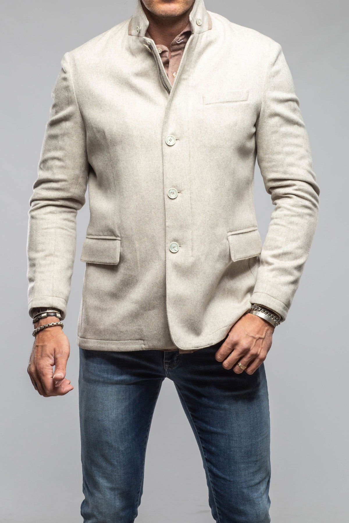 Axel's Florence Collection Bridgerton Cashmere Gentleman Jacket In Stone Mens - Outerwear - Cloth