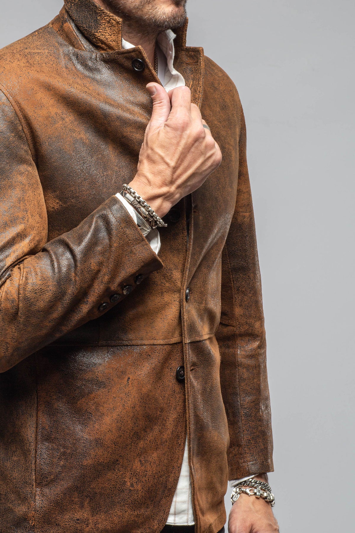 Butch Cassidy Blazer In Brown Elk | Mens - Outerwear - Leather | Axel's Florence Collection