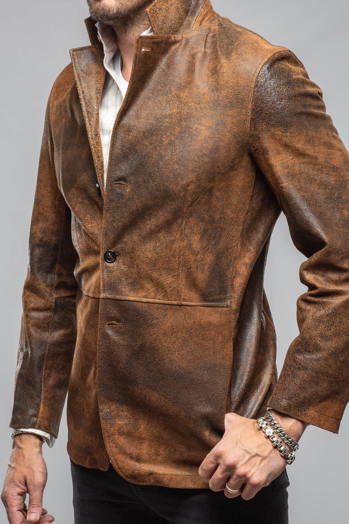 Butch Cassidy Blazer In Brown Elk | Mens - Outerwear - Leather | Axel's Florence Collection