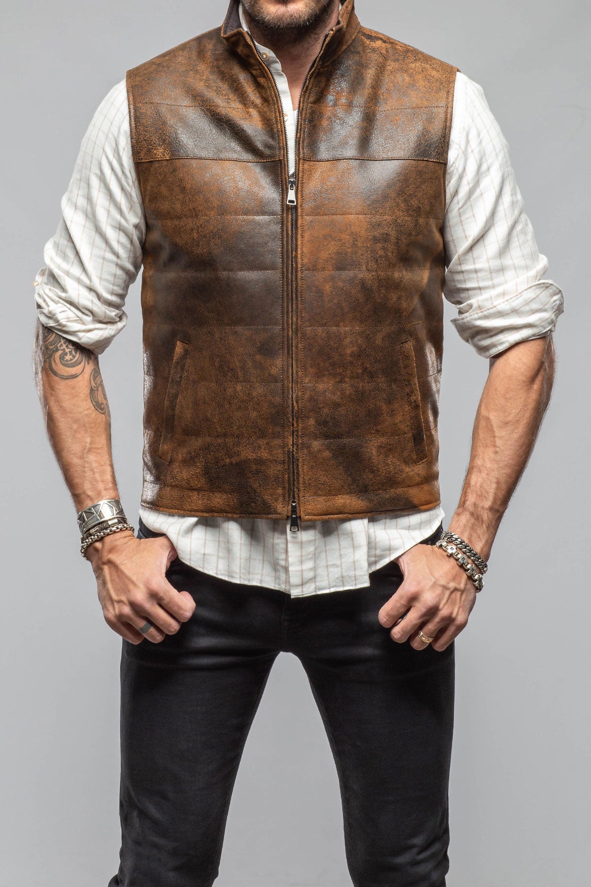 Axel's Florence Collection Butch Cassidy Vest In Brown Elk Mens - Outerwear - Leather