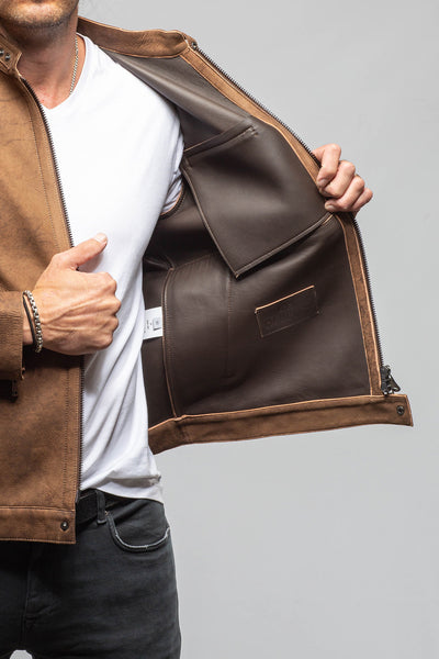 Axel's Florence Collection Cape South African Goat Suede Moto Jacket Samples - Mens - Outerwear - Leather
