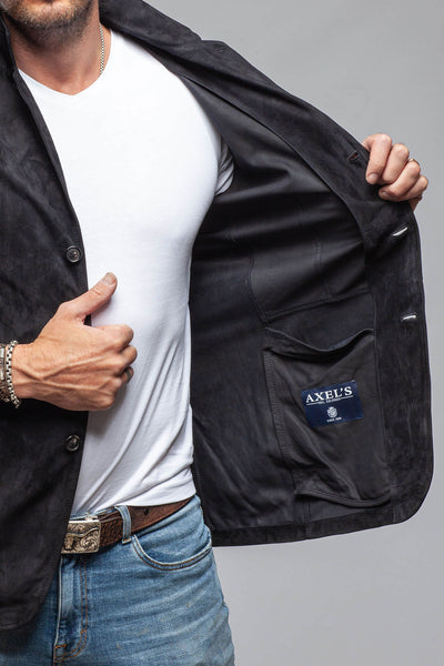 Axel's Florence Collection Cassidy Suede Blazer In Oltremare Mens - Outerwear - Leather