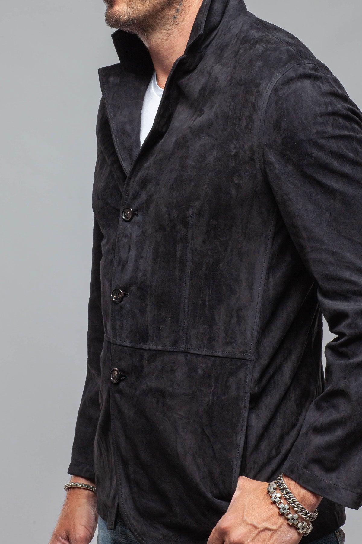 Axel's Florence Collection Cassidy Suede Blazer In Oltremare Mens - Outerwear - Leather