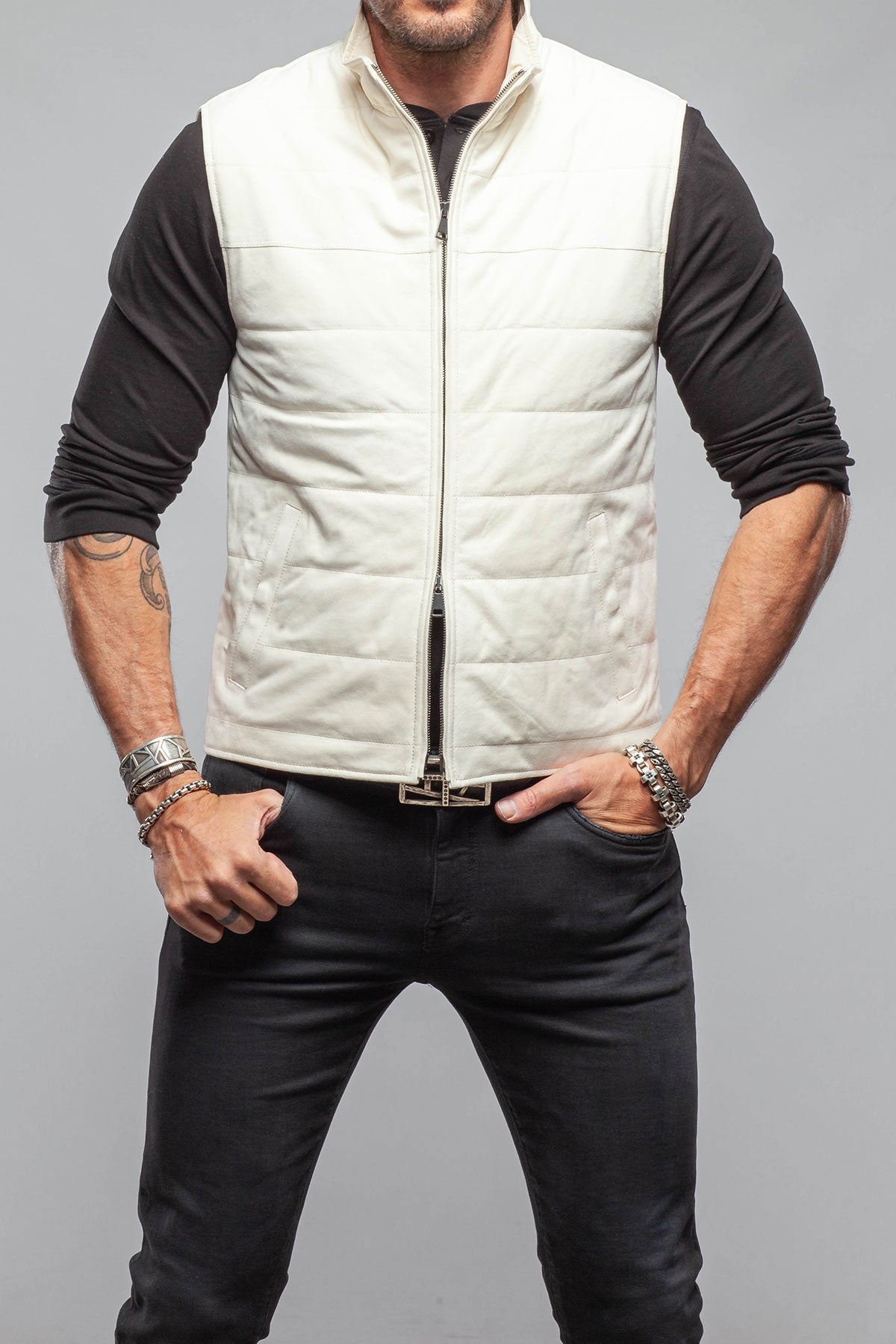 Axel's Florence Collection Cassidy Suede Vest In Panna Mens - Outerwear - Leather
