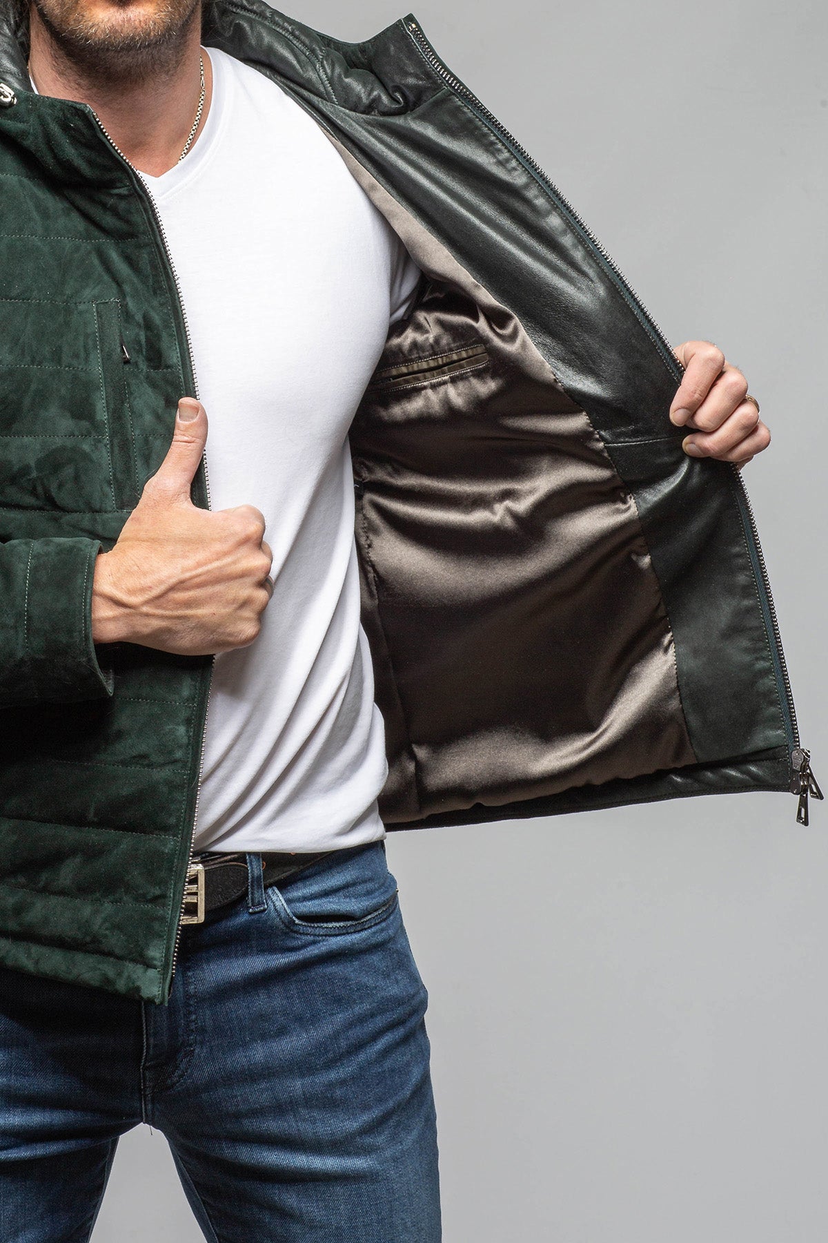 Axel's Florence Collection Cheyenne Suede Puffer Jacket Samples - Mens - Outerwear - Leather