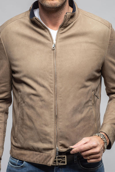 Axel's Florence Collection Dakota Leather Moto In Stone Samples - Mens - Outerwear - Leather