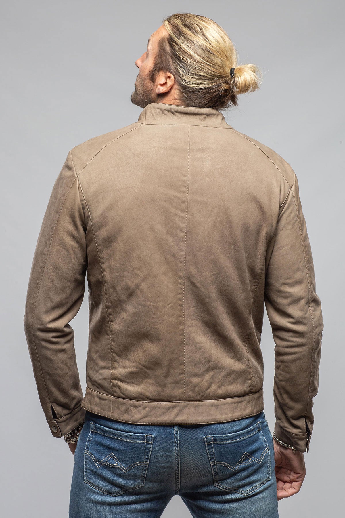 Axel's Florence Collection Dakota Leather Moto In Stone Samples - Mens - Outerwear - Leather