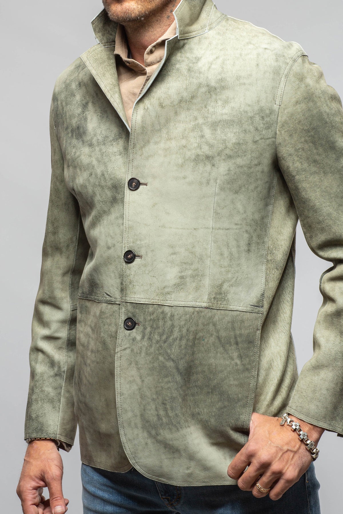 Axel's Florence Collection Denmark Cracked Nappa Jacket Samples - Mens - Outerwear - Leather