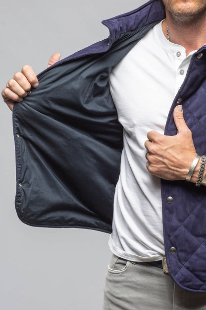 Axel's Florence Collection Diamond Hooded Vest In Navy Mens - Outerwear - Leather