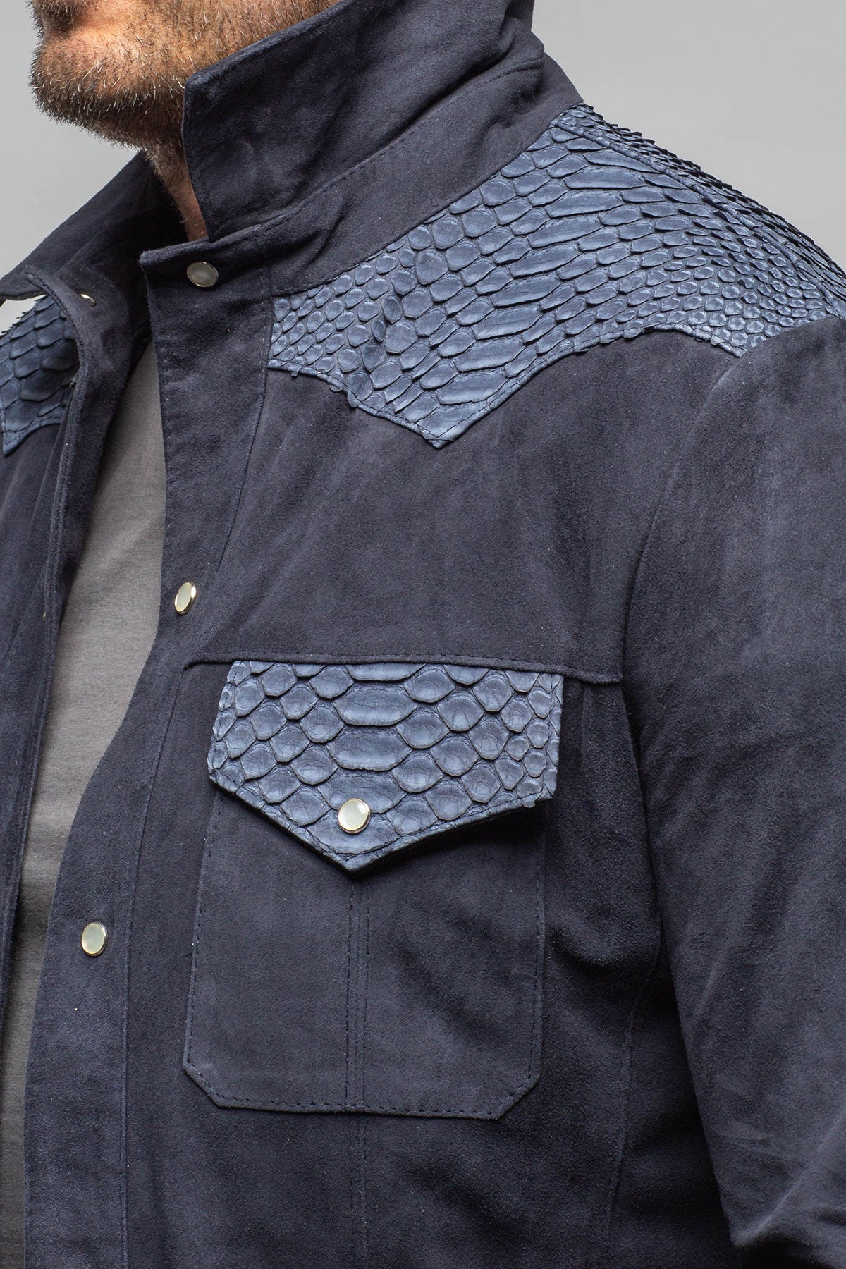 Duke Cashmere/Python Snap Shirt | Samples - Mens - Outerwear - Cloth | Axel's Florence Collection
