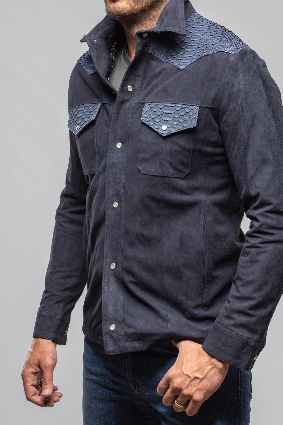 Duke Cashmere/Python Snap Shirt | Samples - Mens - Outerwear - Cloth | Axel's Florence Collection