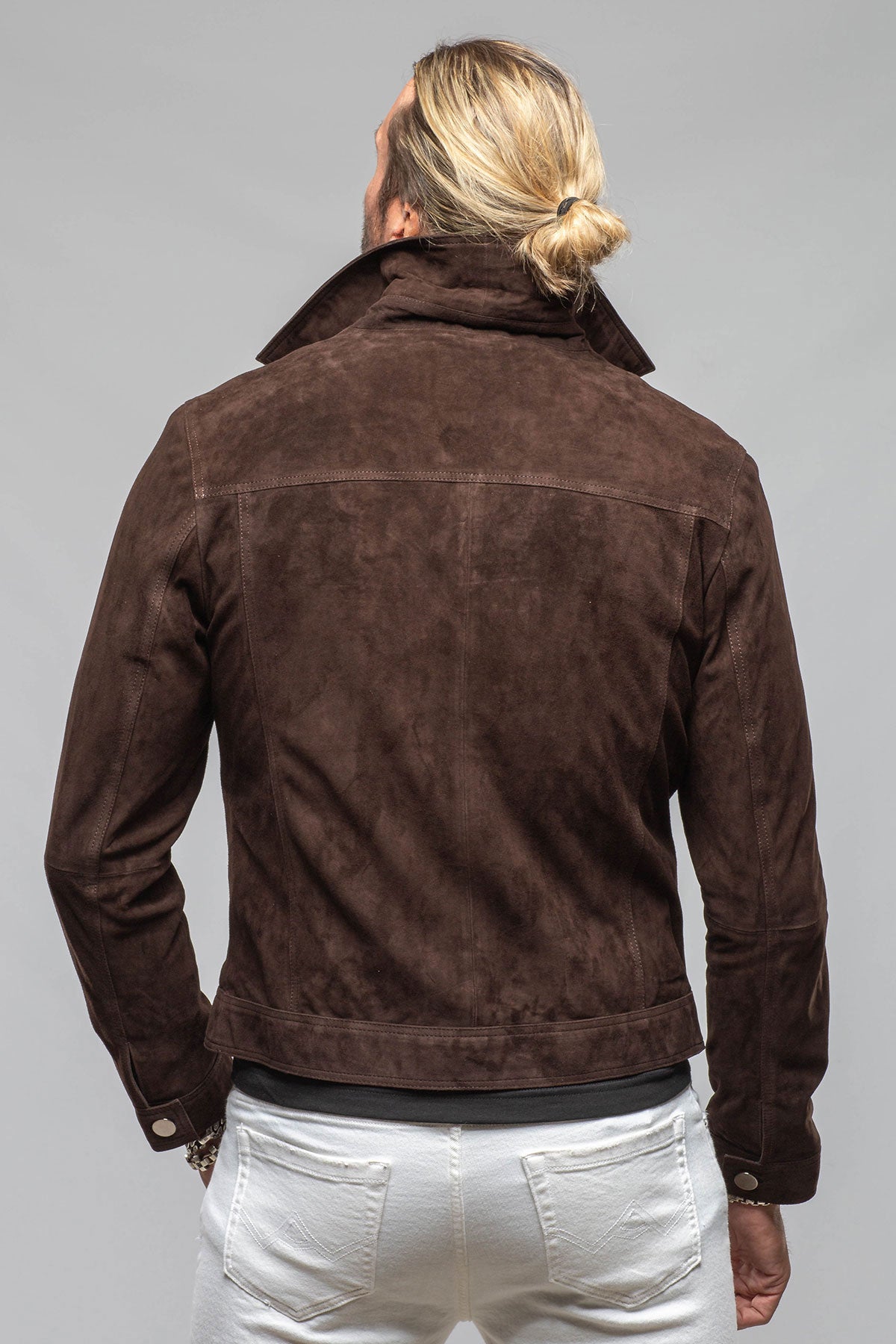 Axel's Florence Collection Ethan Sueded Jean Jacket In Chocolate Brown Mens - Outerwear - Leather