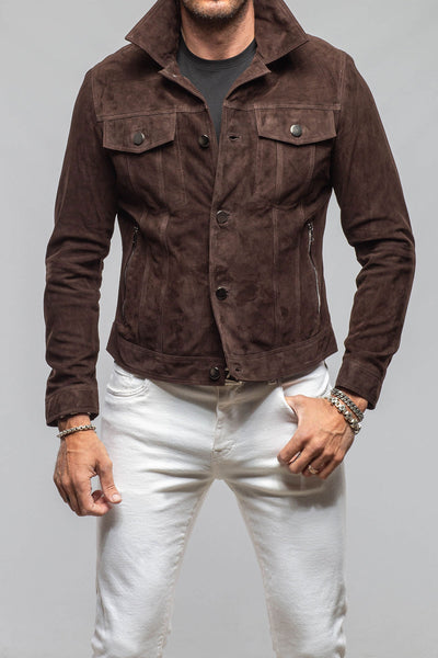 Ethan Sueded Jean Jacket In Chocolate Brown | Mens - Outerwear - Leather | Axel's Florence Collection