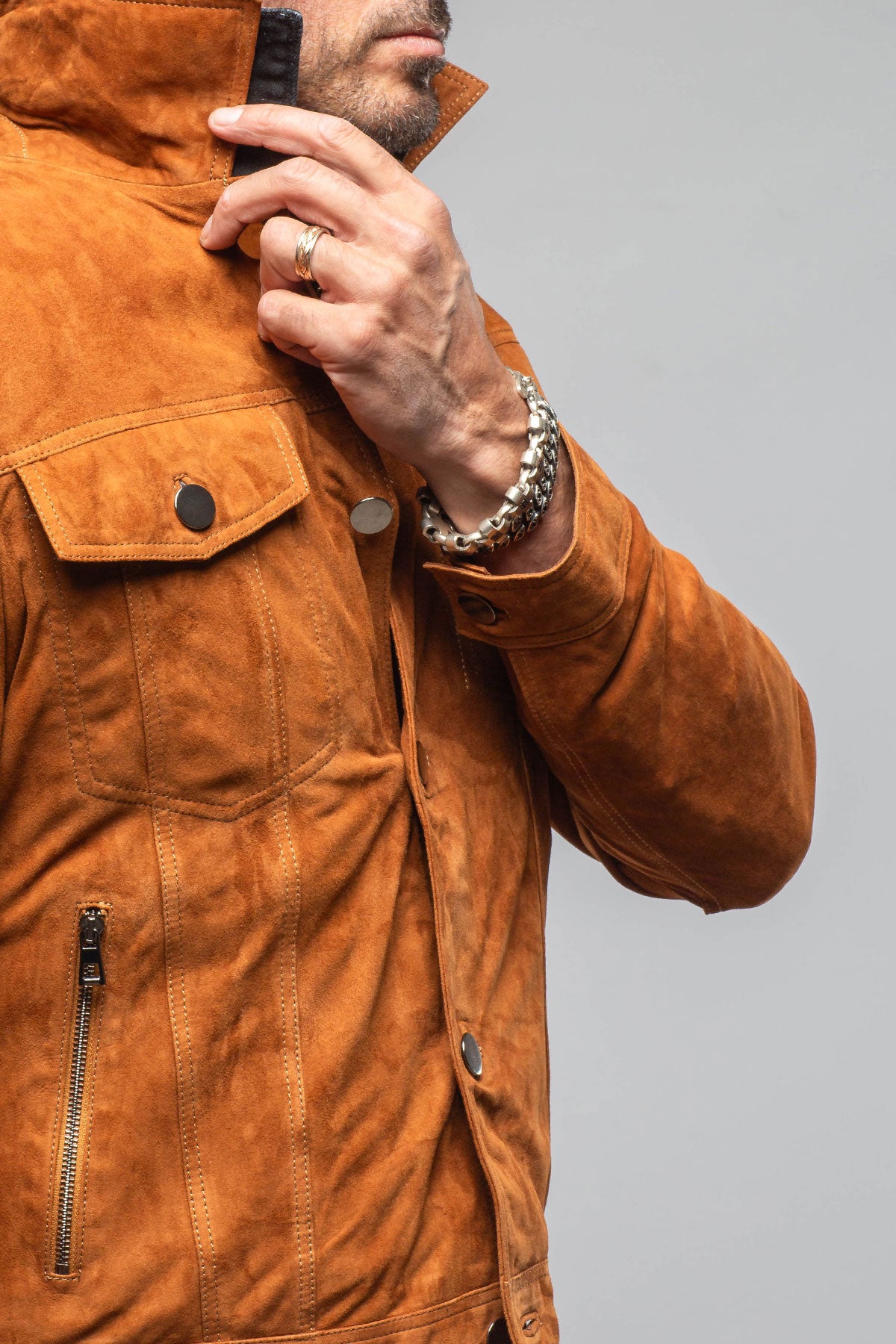 Axel's Florence Collection Ethan Sueded Jean Jacket In Whiskey Mens - Outerwear - Leather