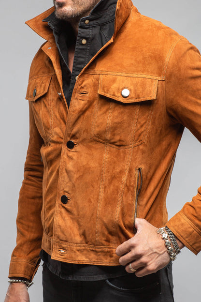 Axel's Florence Collection Ethan Sueded Jean Jacket In Whiskey Mens - Outerwear - Leather