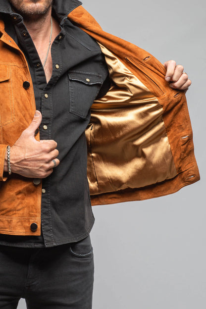 Axel's Florence Collection Ethan Sueded Jean Jacket In Whiskey Mens - Outerwear - Leather