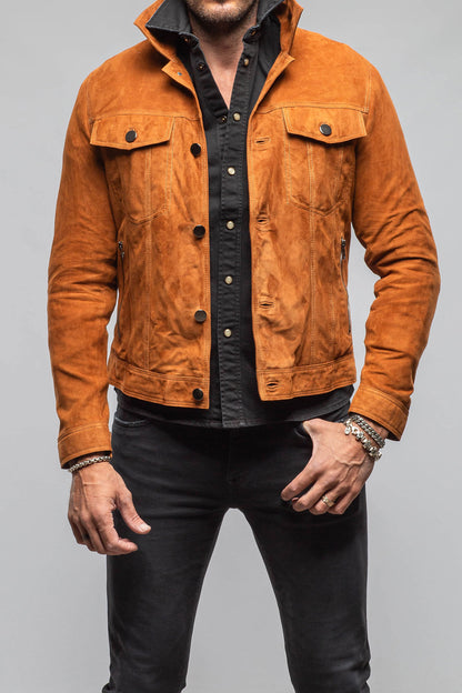 Axel's Florence Collection Ethan Sueded Jean Jacket In Whiskey Mens - Outerwear - Leather