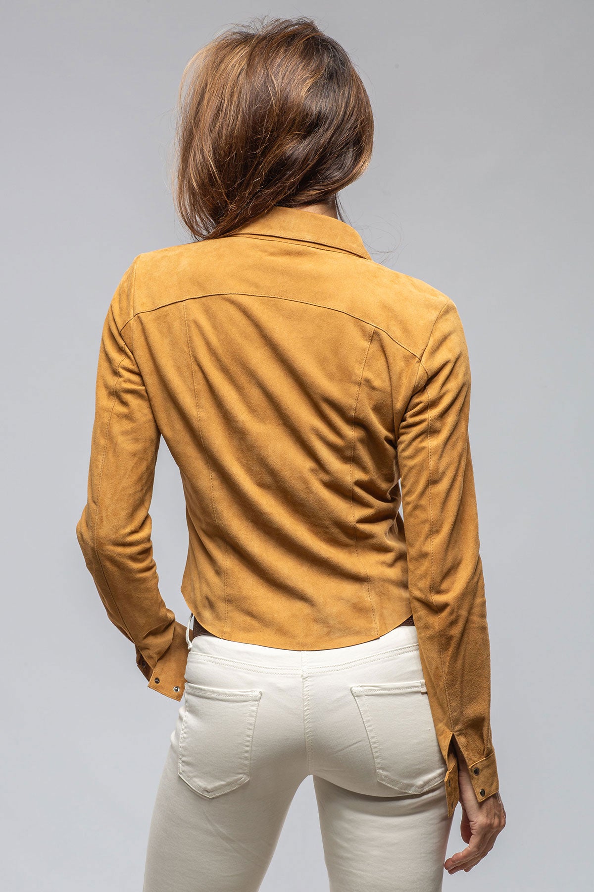 Axel's Florence Collection | Giulia Suede Snap Shirt in Camel | Ladies - Outerwear - Leather 
