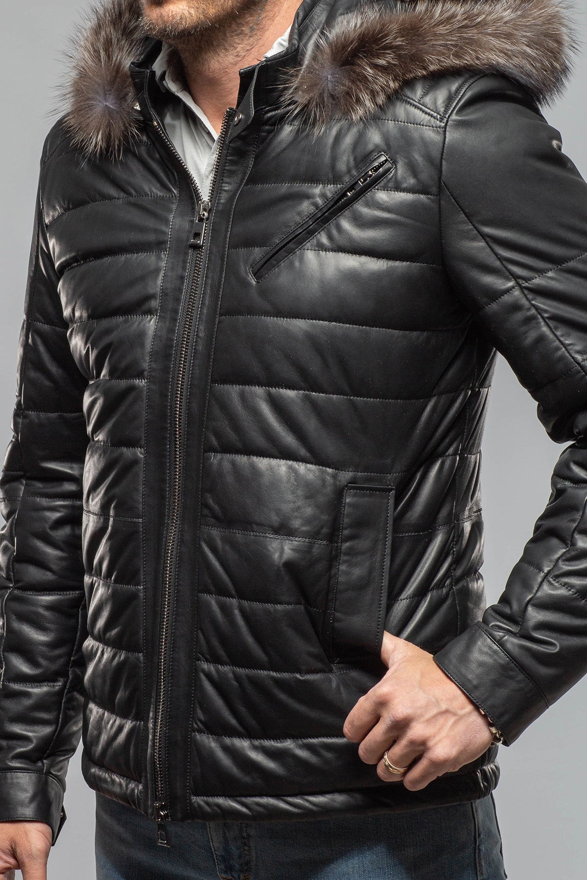 Axel's Florence Collection Griffin Nappa Leather Puffer Samples - Mens - Outerwear - Leather