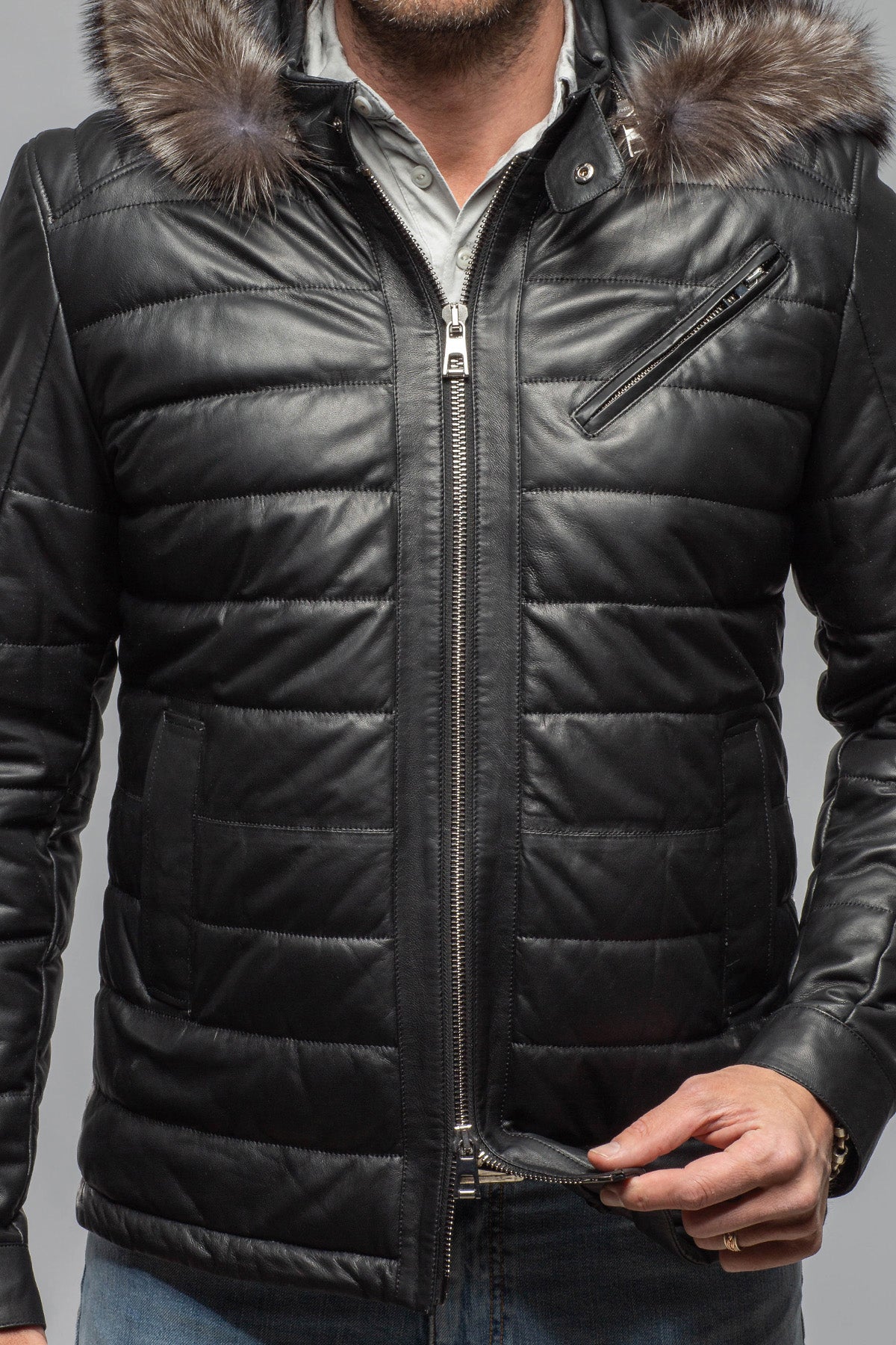 Axel's Florence Collection Griffin Nappa Leather Puffer Samples - Mens - Outerwear - Leather