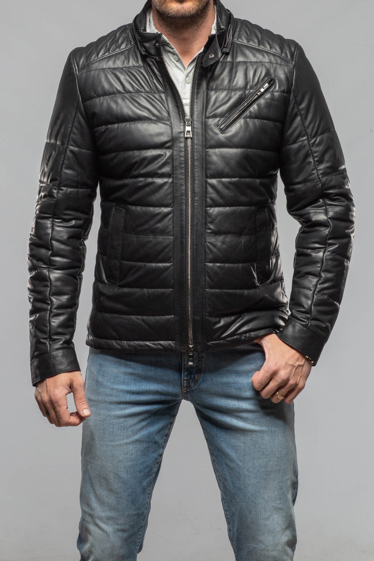 Axel's Florence Collection Griffin Nappa Leather Puffer Samples - Mens - Outerwear - Leather