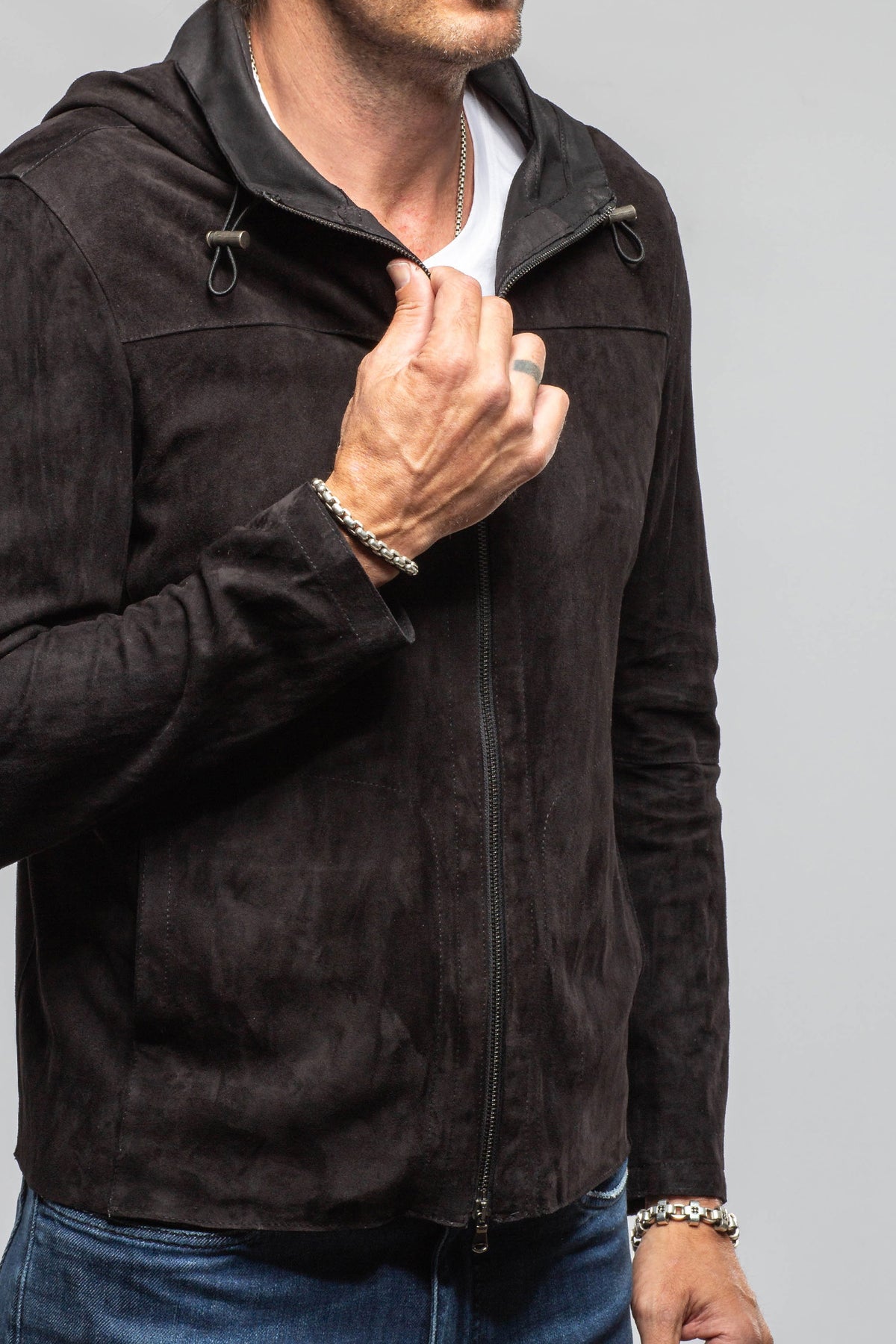 Axel's Florence Collection Kane Suede Hoodie Samples - Mens - Outerwear - Leather
