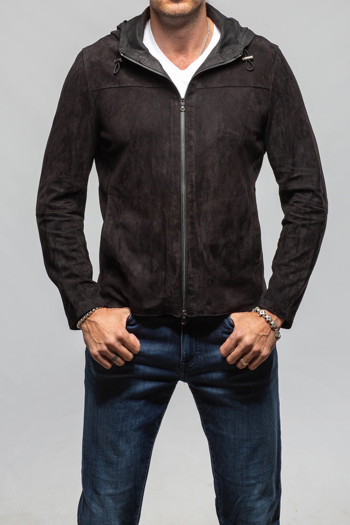 Axel's Florence Collection Kane Suede Hoodie Samples - Mens - Outerwear - Leather