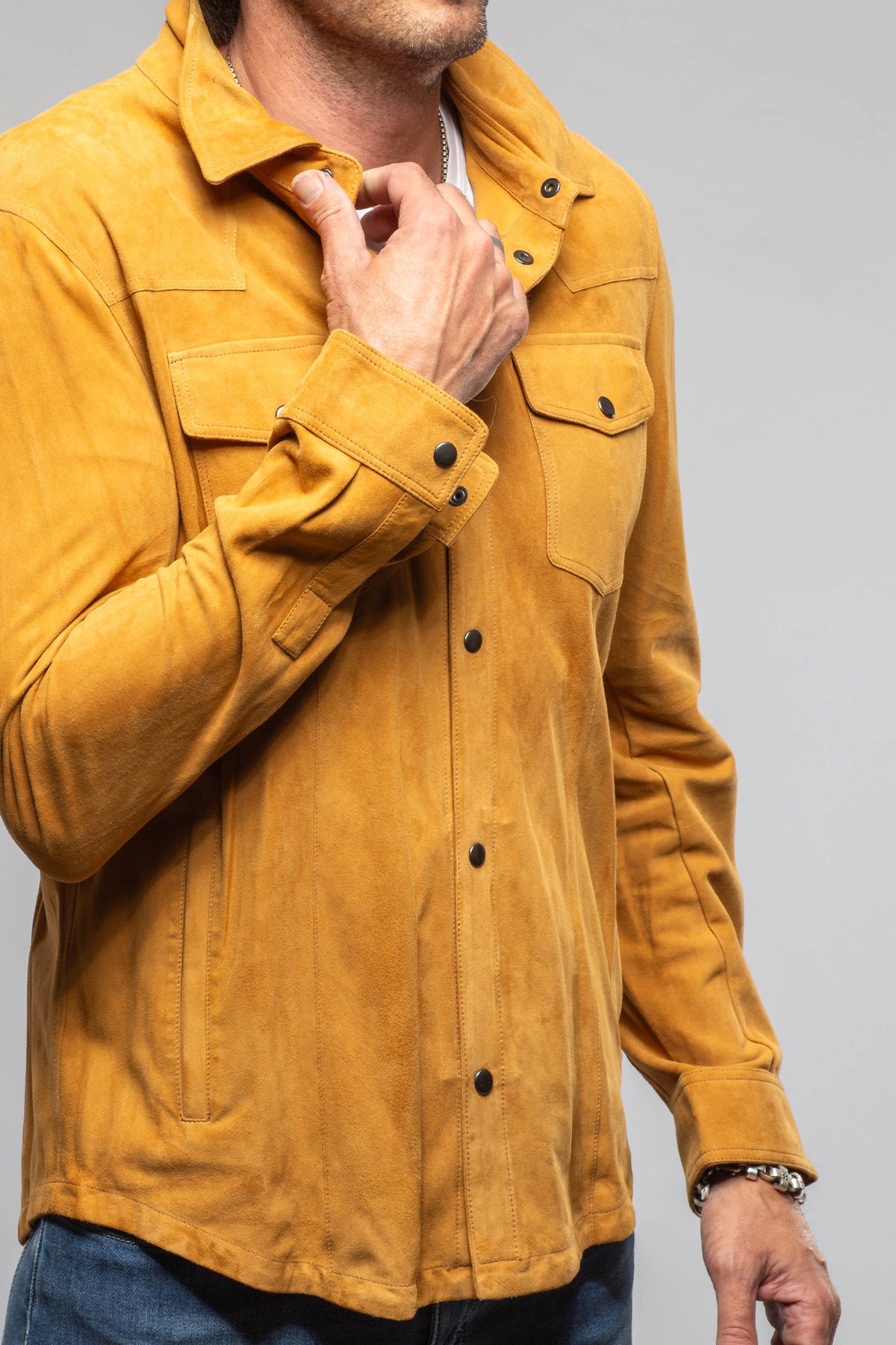 Axel's Florence Collection Kendrick Suede Snap Shirt Samples - Mens - Outerwear - Cloth