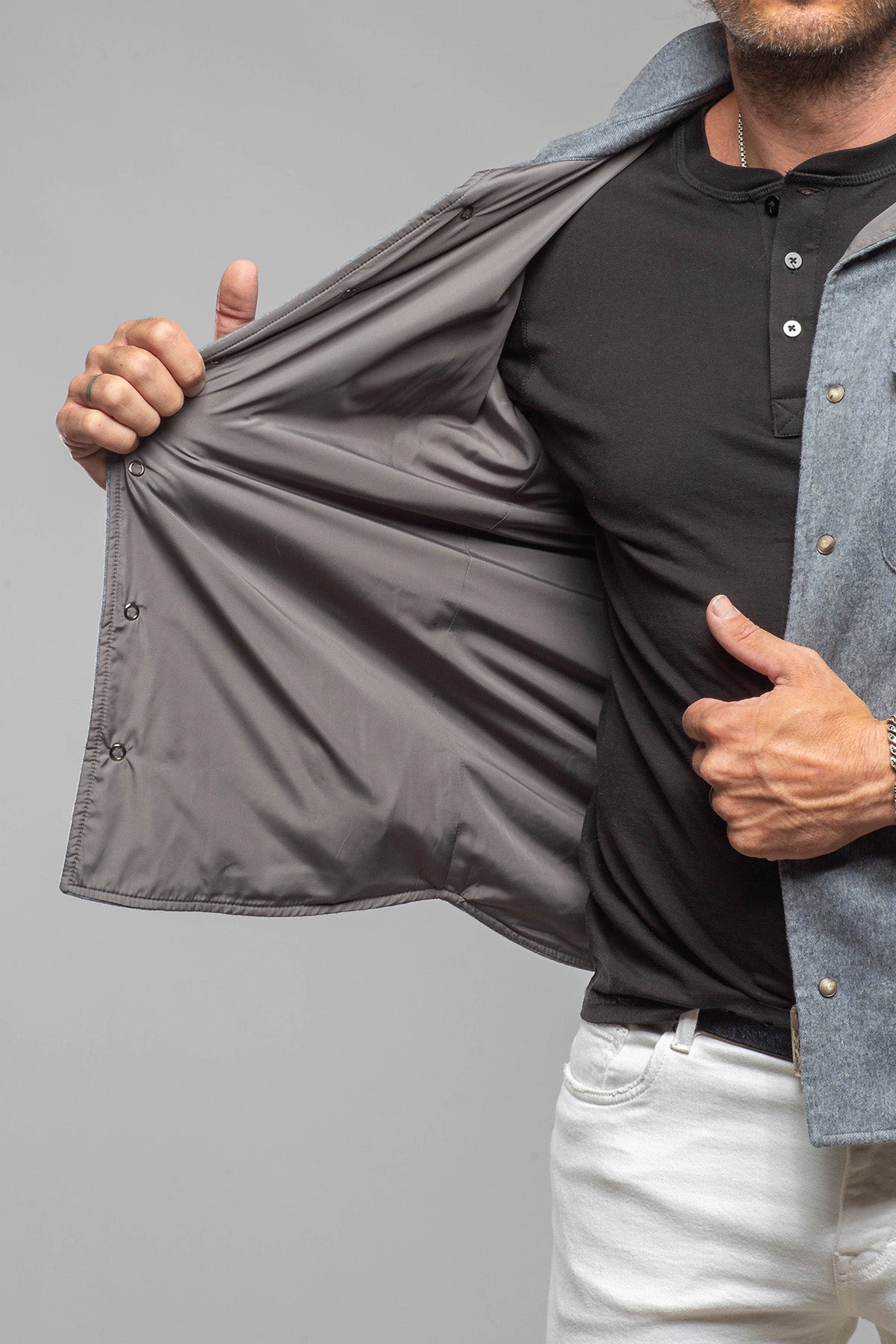 Axel's Florence Collection Kennedy Cashmere Snap Shirt Samples - Mens - Outerwear - Leather