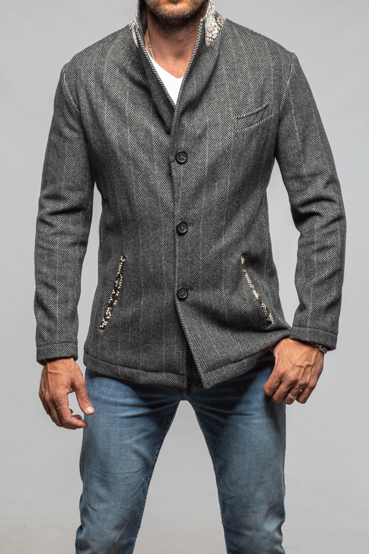 Axel's Florence Collection Klose Wool & Cashmere Python-Trim Coat Mens - Outerwear - Cloth