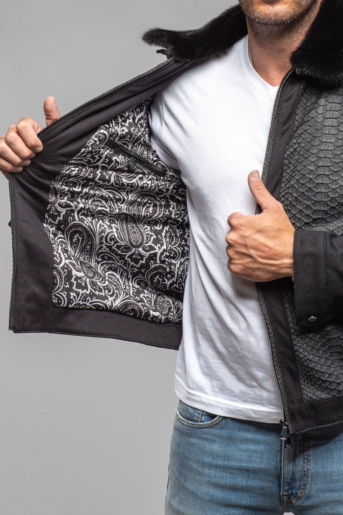 Axel's Florence Collection Lennox Cashmere/Python Jacket Samples - Mens - Outerwear - Cloth