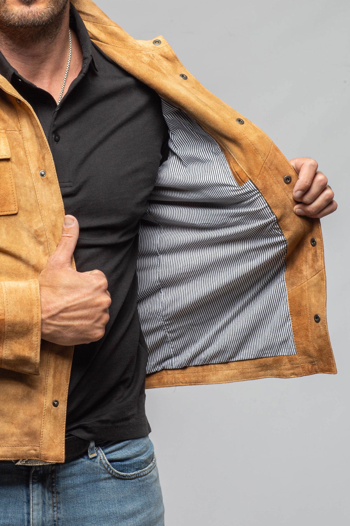 Axel's Florence Collection Leone Suede Snap Shirt Samples - Mens - Outerwear - Cloth