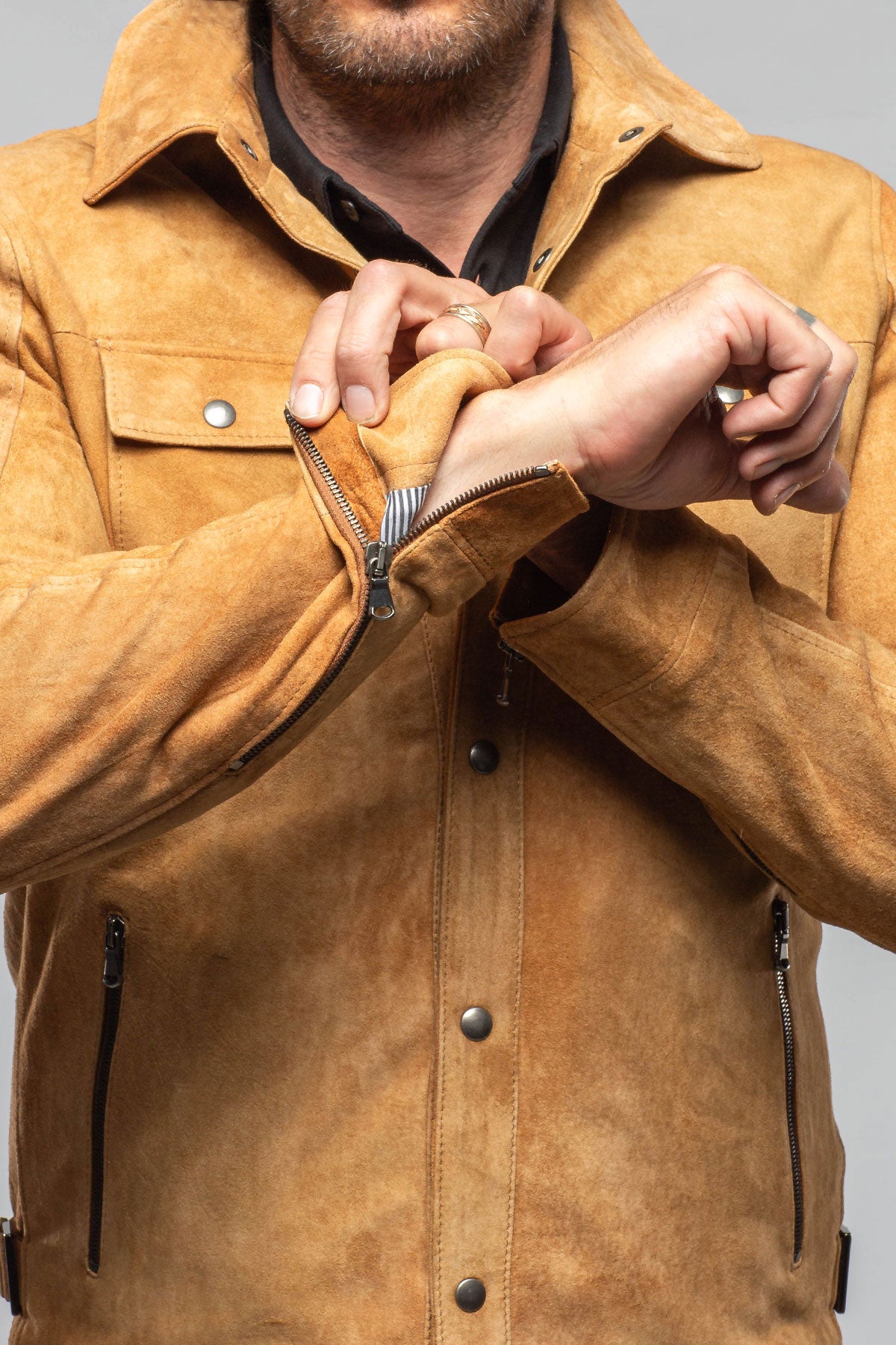 Axel's Florence Collection Leone Suede Snap Shirt Samples - Mens - Outerwear - Cloth